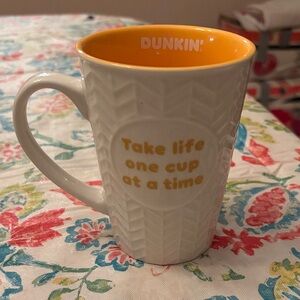 Dunkin' Donuts 2020 White and Orange Ceramic Mug